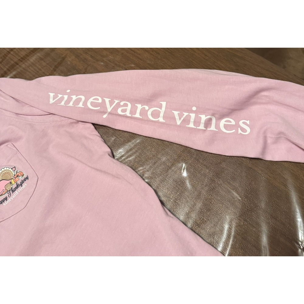 Women's Vineyard Vines Thanksgiving pink whale long sleeve pocket tee - Picture 9 of 14